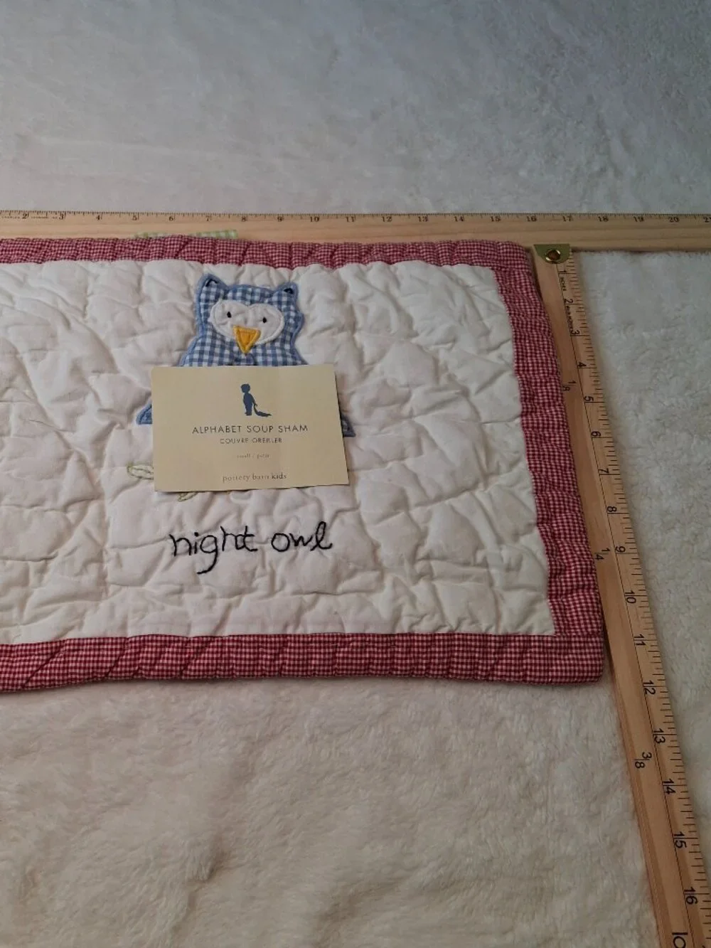 Pottery Barn Kids Alphabet Soup Sham Sz Small Night Owl Quilted 100% Cotton